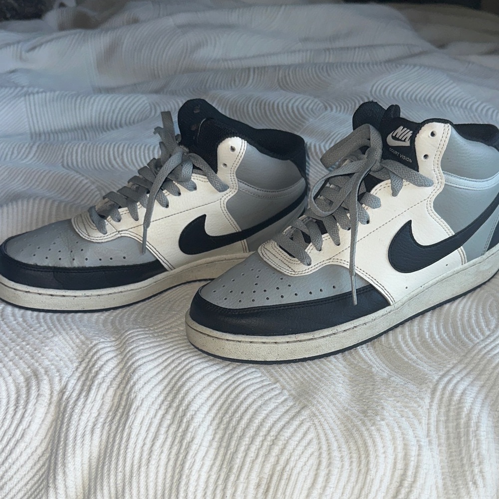 Nike Men's Black, Gray, and White Court Vision Mid
